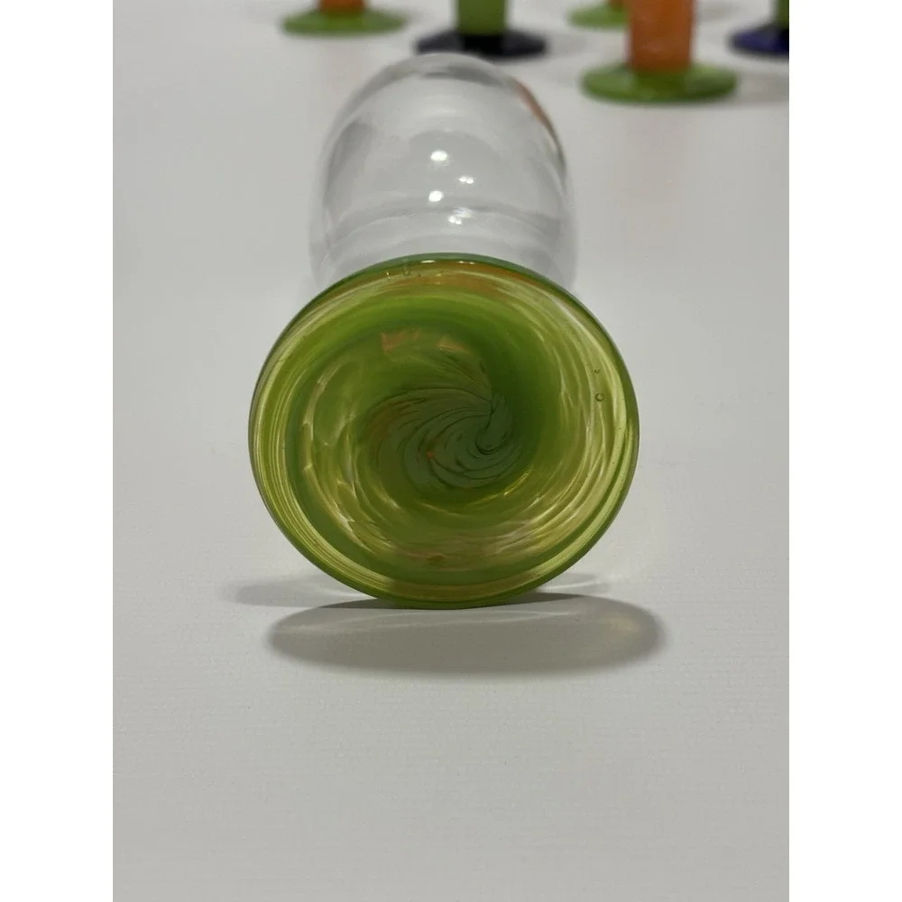 WMF Set of 6‎ Colorful Stemmed Wine Beer Tulip Glasses Unique Swirl Base
